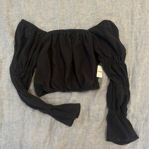 Black Free People Off-Shoulder Crop Top